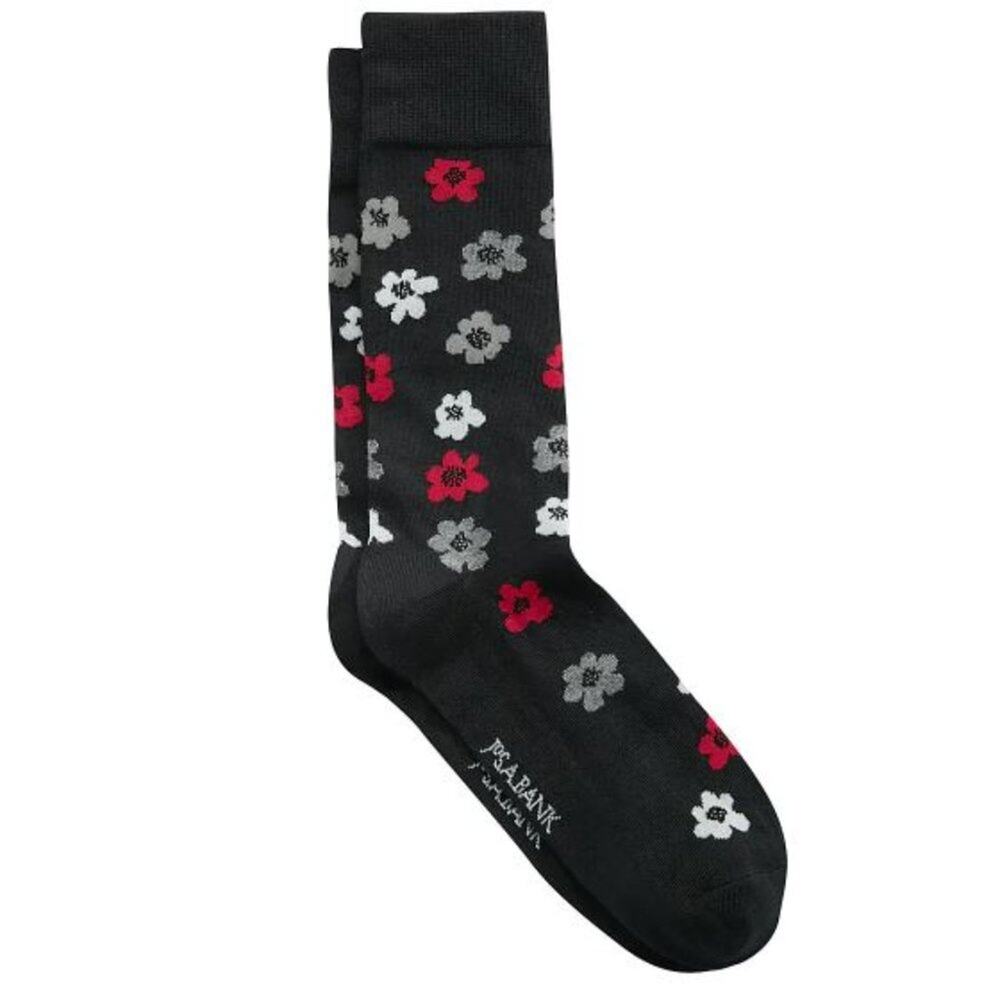 Jos. A. Bank Floral Mid-Calf Socks Charcoal